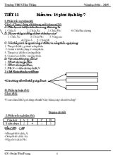 Địa lí 7 - Tiết 11 kiểm tra 15 phút Địa lí lớp 7